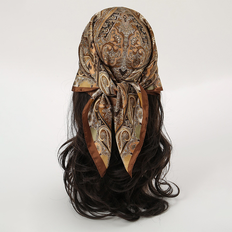 Bohemian Style Print Luxury Br - Silk Scarf Square review and price