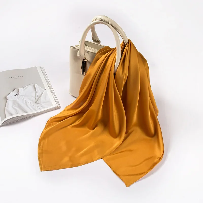 Satin Scarf Women 70cm Solid C - Silk Scarf Square review and price