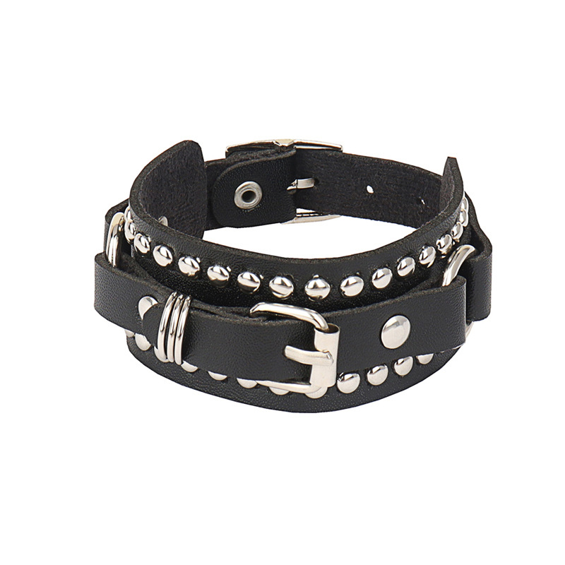 Goth Black Leather Wristband B - Women'S Emo Accessories review and price